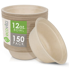 Load image into Gallery viewer, 100% Compostable Paper Bowls [12 oz.] – 150 Disposable Bowls Eco Friendly Sturdy Tree Free Alternative to Plastic or Paper Bowls