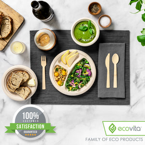 Ecovita Compostable Biodegradable Bamboo Utensils Forks Spoons Knives Cutlery
