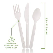 Load image into Gallery viewer, Ecovita Premium Compostable Biodegradable Forks Spoons Knives Cutlery Utensils Plant Corn