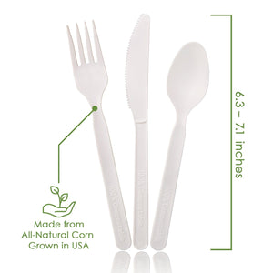 Ecovita Premium Compostable Biodegradable Forks Spoons Knives Cutlery Utensils Plant Corn