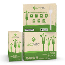 Load image into Gallery viewer, Ecovita Compostable Biodegradable Forks 140 Cutlery Utensils