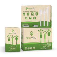 Load image into Gallery viewer, Ecovita Compostable Biodegradable Forks Spoons Knives Cutlery Utensils