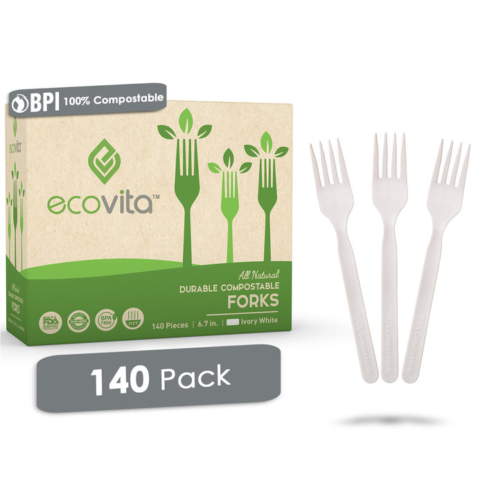 Ecovita Compostable Biodegradable Forks Cutlery Utensils