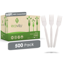 Load image into Gallery viewer, Ecovita Compostable Biodegradable Forks Cutlery Utensils Bulk