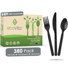 Load image into Gallery viewer, Ecovita Compostable Biodegradable Forks Spoons Knives Cutlery Utensils White