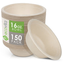 Load image into Gallery viewer, 100% Compostable Paper Bowls [16 oz.] – 150 Disposable Bowls Eco Friendly Sturdy Tree Free Alternative to Plastic or Paper Bowls