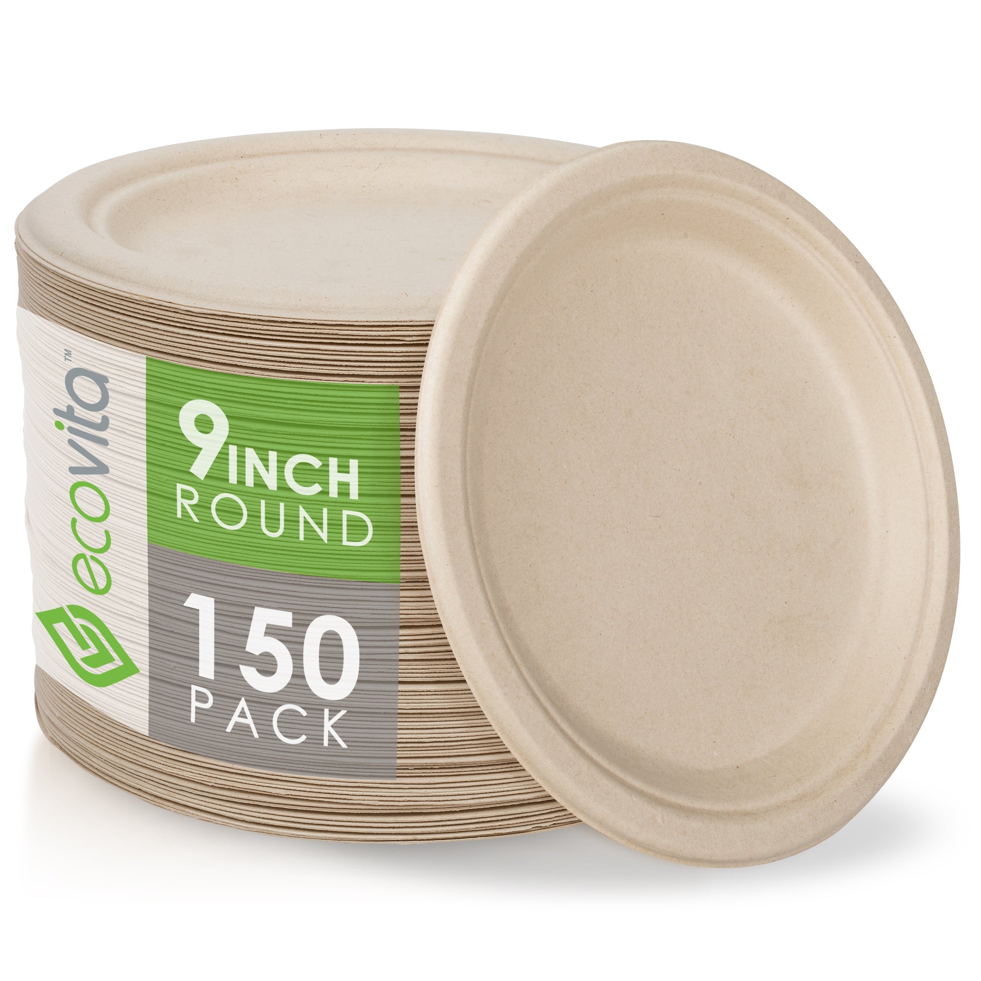 150 Pack Compostable Disposable Paper Plates 10 Inch Super Strong Paper  Plates 100% Bagasse Natural Biodegradable Eco-friendly Sugarcane Plates( white)