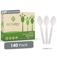 Load image into Gallery viewer, Ecovita Compostable Biodegradable Spoons 140 Cutlery Utensils