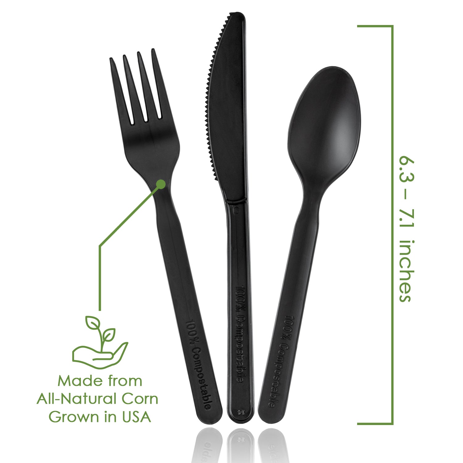 100% Compostable Forks Spoons and Knives - 380 Piece Eco Cutlery Combo Set - Eco Friendly Alternative to Plastic Silverware