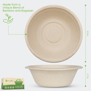 100% Compostable Paper Bowls [12 oz.] – 150 Disposable Bowls Eco Friendly Sturdy Tree Free Alternative to Plastic or Paper Bowls