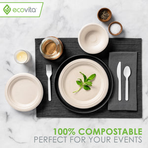 100% Compostable Paper Plates [7 in.] – 150 Disposable Plates Eco Friendly Sturdy Tree Free Alternative to Plastic or Paper Plates
