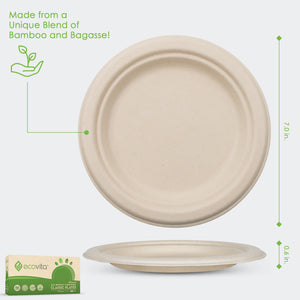 100% Compostable Paper Plates [7 in.] – 150 Disposable Plates Eco Friendly Sturdy Tree Free Alternative to Plastic or Paper Plates