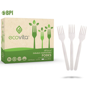 Ecovita Compostable Biodegradable Forks Cutlery Utensils