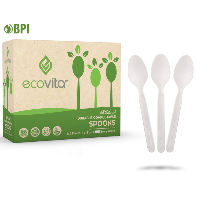 Ecovita Compostable Biodegradable Spoons Cutlery Utensils