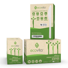 Load image into Gallery viewer, Ecovita Compostable Biodegradable Knives 140 Cutlery Utensils