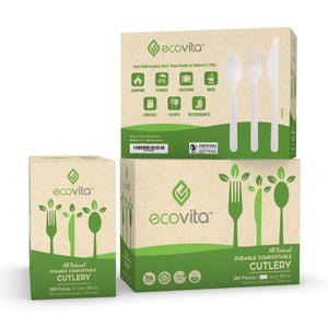 Ecovita Compostable Biodegradable Forks Spoons Knives Cutlery Utensils